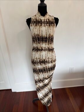 Tart Brown and Cream Tie-Dye Maxi Dress